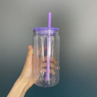Mossion Vente en gros Gobelet boule à neige en acrylique transparent à double paroi de 16 oz avec trou pré-percé et bouchon