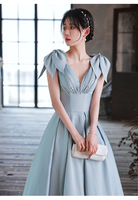Robe de Soirée Anniversaire Bal Longueur Ras du Sol en Satin Perlé à Volants, Coupe Empire Élégante, Sans Manches et Grande Taille, Personnalisée pour Femme