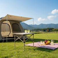 Table de pique-nique pliable en acier carbone - Plateau roulant robuste pour le camping en plein air, les barbecues et les sorties à la plage