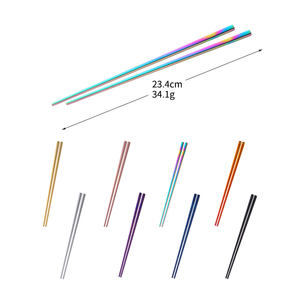 Đũa ăn sushi bằng thép không gỉ, nhiều màu sắc, kiểu Hàn Quốc, có logo tùy chỉnh, có thể tái sử dụng, hình vuông - Product Image 6