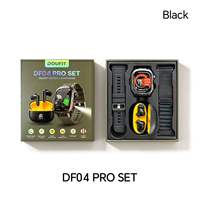 Jam Tangan Pintar DF04 Pro OLED Layar Sentuh dengan Earphone, Tali Silikon Ganda, Pelacak Kebugaran, dan Notifikasi Panggilan