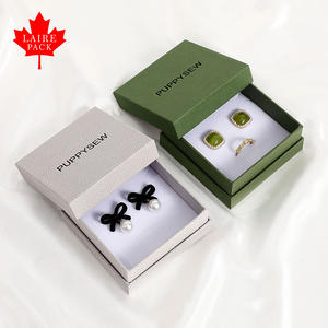 Оптовая продажа, Экологически чистая бумажная картонная коробка с крышкой и основой для ювелирных изделий с индивидуальным логотипом для серьги, колье, подарочная упаковка - Product Image 5