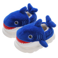 Chaussons moelleux de requin tendance, chauds pour l'hiver, dessin animé, antidérapants, pour la maison, avec embout enveloppant, imprimé animal