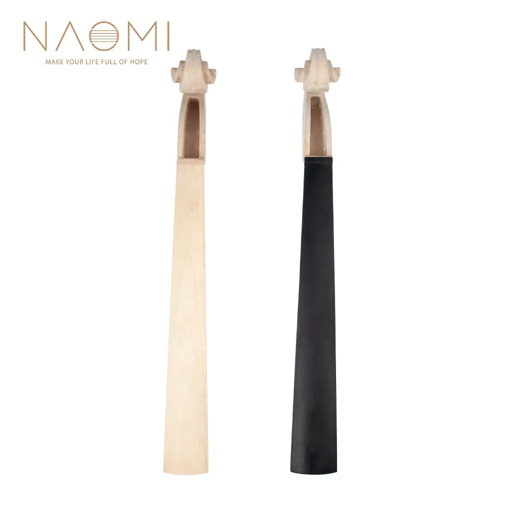 NAOMI 2pcs 4/4 Violin Neck Maple+Ebony Fingerboard DIY Kit W/Carved Scroll OEM Violin Neck