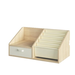 Étagère à livres pour enfants en bois massif avec tiroir de rangement pour la lecture et l'organisation des jouets dans la chambre des enfants, type rectangulaire, naturel - Product Image 5