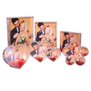 Herstelleraktion Herzförmiger Glitzer-Flüssigkeits-Klarplastik Herzförmiger Kunststoff-Fotorahmen Schneekugel Mit Herz-Glitzer - Product Image 4