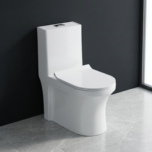 WC monobloc en céramique vitrifiée à poser au sol, chasse d'eau cyclonique, double chasse, siège de toilette intelligent, réservoir encastré, pour salle de bain moderne - Product Image 3