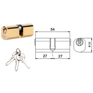 Dispositivo di Bloccaggio ISEO 54/27x27/8400 in Ottone Sfaccettato D22 mm, Prodotto in Italia - Product Image 1