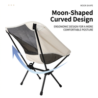 Chaise pliante portable d'extérieur en forme de lune, tabouret de pêche, chaise avec dossier en maille respirante, chaise de plage pour pique-nique