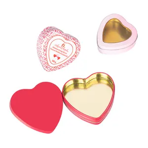 Factory Premium Gift Metal Packaging Food Grade Valentine's Day Heart Shaped Size Customized Chocolate Candy Tin Box