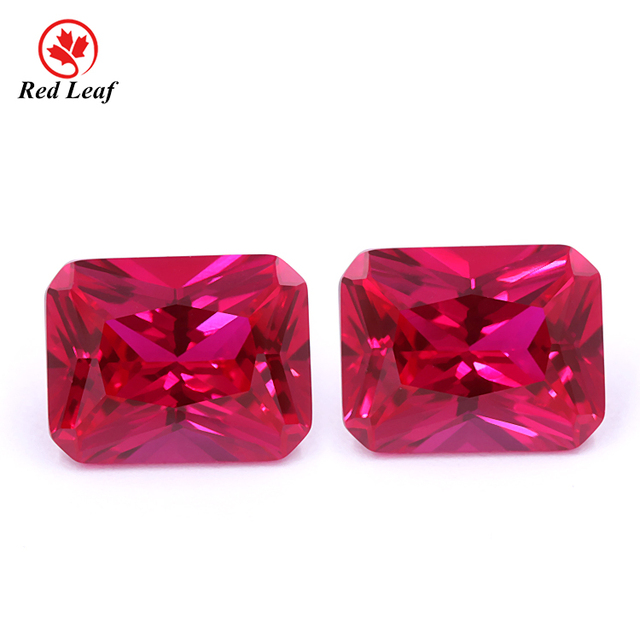 Lab-Grown Ruby Red Sapphire Pair  Radiant Cut Loose Gemstones with GRC Certificate for Fine Jewelry
