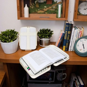 Boshiho - Estuche de Almacenamiento para Biblia de Cuero Duradero y Portátil, con Asa, Bolsillo con Cremallera, Estilo Simple, Regalos Cristianos, Funda Blanca para Biblia - Product Image 3