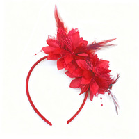 Serre-tête de carnaval à fleurs et plumes avec perles, idéal pour les fêtes et mariages, pour femme HC002
