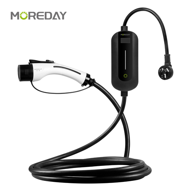 MOREDAY LEVEL 2 TUV APPROVAL 3.6KW~7.4KW PORTABLE EV CHARGING STATION PLUG-IN VEHICLE CHARGER WITH LED SCREEN 5M CABLE