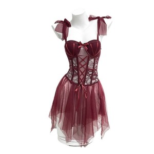 Ensemble de lingerie sexy Manyu, robe transparente haut de gamme en maille avec coussinets de soutien-gorge, armatures et design push-up, pour femme - Product Image 5