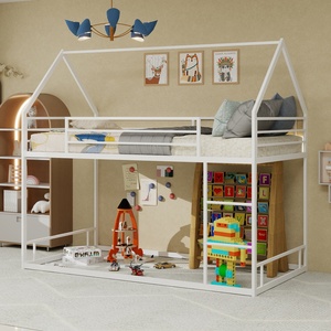 Cama Alta de Metal, Tamaño Individual, Color Blanco, Moderna, con Estructura de Acero Resistente para Dormitorio Infantil o Sala de Juegos - Product Image 1