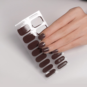 16 pièces de bandes de vernis à ongles semi-durcis en gel, couleur unie, écologiques, faciles à appliquer et à enlever, autocollants de style vernis à ongles pour filles et salons - Product Image 4