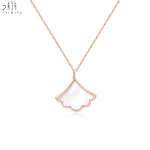 Hong Kong Supplier Natural White Mother-of-Pearl With Natural Diamond Necklace 18K Rose Gold Pendant Necklace For Women's Gift - Product Image 3