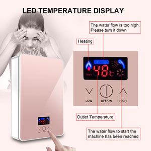 Elektrikli Tankless Su Isıtıcısı Paslanmaz Çelik Isıtma LED Dijital Ekran Plastik IPx4 Su Geçirmez Duvara Monte Ev Tipi Karavan İçin - Product Image 4