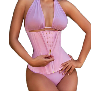 Entrenador de cintura de látex de 13 huesos, tela de licra, sello de cintura moldeador de cuerpo con cremallera dorada de talla grande XS-hebilla interior, cremallera exterior - Product Image 1