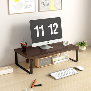 Desktop Computer Riser Stand Wooden Monitor Lift Desk Organizer Storage <b>Shelf</b> Office Workspace Holder Rectangle Shape - Product Image 4