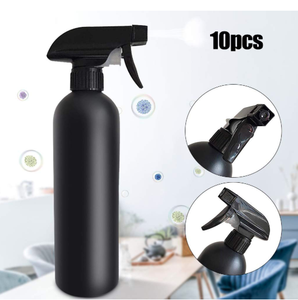 Bouteilles de pulvérisation en plastique noir de 500ml rechargeables vides réutilisables pour nettoyer l'eau cuisine bain beauté cheveux - Product Image 2