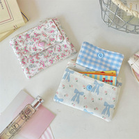 Dompet koin motif bunga, dompet koin risleting kompak, wadah kartu kredit dengan tombol jepret