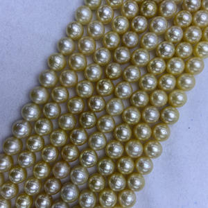 Hilo de perlas de agua de mar redondas de 9-12mm, oro Natural, joyería fina, venta al por mayor, <span class=keywords><strong>Southsea</strong></span> - Product Image 4