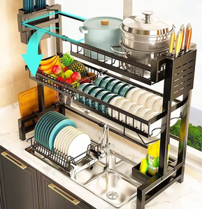 Encimera de cocina multifuncional Estante para platos Olla y <span class=keywords><strong>escurridor</strong></span> de cuencos Estante de almacenamiento de cubiertos Gadget de almacenamiento de cocina - Product Image 3