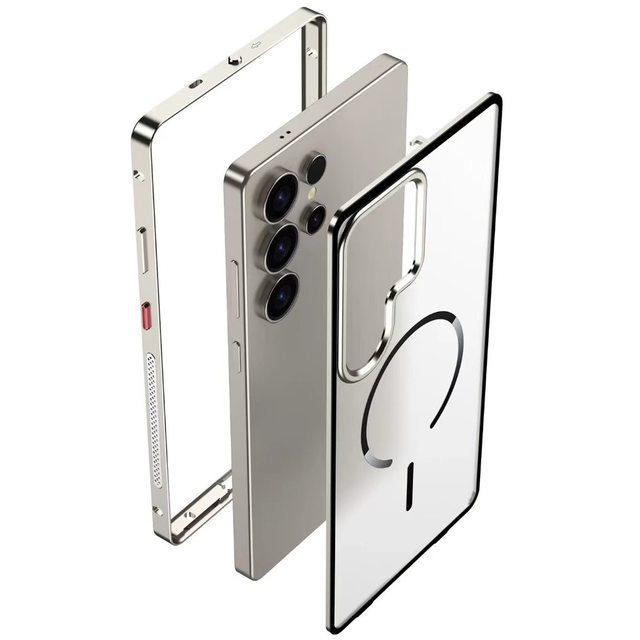 Electroplate Metal Frame Snap-On Heat Dissipation Phone Case for S26 Ultra S25+ Matte Magnetic Luxury Design