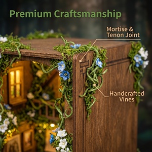 Hamaileon Magic Vine House, Kit de Bricolaje 3D en MDF para Rincón de Lectura, Miniatura de Cabaña de Madera, Sujetalibros <span class=keywords><strong>con</strong></span> LED, Modelo Artesanal para Montar en la Pared, Impresión UV - Product Image 4