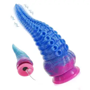 Octopus Tentacle Shape Vibrating Animal Dildo Monster Female Vibrator Anal Plug with Strong Suction for Women Men