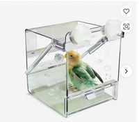Cage à oiseaux transparente en acrylique anti-éclaboussures, type tiroir, conception facile à nettoyer pour perruches, agapornis et autres oiseaux de compagnie