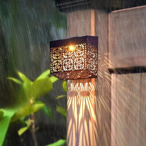 Lampe murale solaire creuse Le Jin, lumière blanche chaude, pour cour extérieure, jardin, lampe décorative - Product Image 2