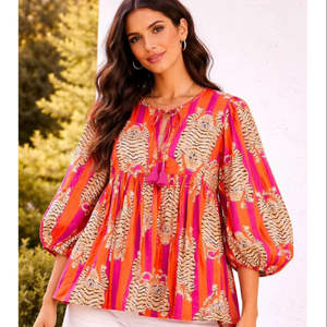 Tunique en coton à imprimé floral : Mini-robe à col profond - Product Image 1