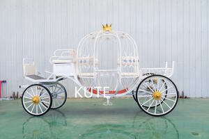 Chariot de luxe électrique blanc en acier, type carrosse citrouille de la Princesse Cendrillon, véhicule de tourisme - Product Image 6