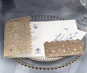Offre Spéciale or oignon papier fête de <span class=keywords><strong>mariage</strong></span> carte de voeux creux <span class=keywords><strong>dentelle</strong></span> Invitation Style européen carte de voeux personnalisée en gros - Product Image 6