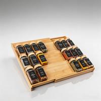 Étagère de rangement de cuisine inclinée à 3 niveaux réglable en bois extensible pour épices, organiseur de tiroir en bambou pour pots à épices