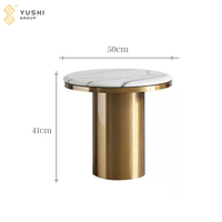 YUSHI Luxuriöser Runder Couchtisch im Nordischen Stil mit Goldenem Edelstahlgestell und Gesinterter Steinplatte für Hotel, Zuhause und Wohnzimmer-Möbel