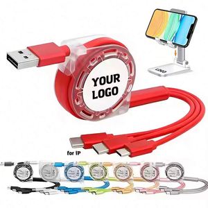 Promo Gift Wholesale Logo Universal 3 in 1 <b>Multi</b> Charging Retractable Usb Cable Fast <b>Charger</b> Custom Promotional Gifts - Product Image 1