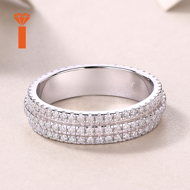 Diamond Tester Rotatable Moissanite Ring Iced Out Inlay Moissanite Rings Rotating 925 Silver D Color Moissanite Rings