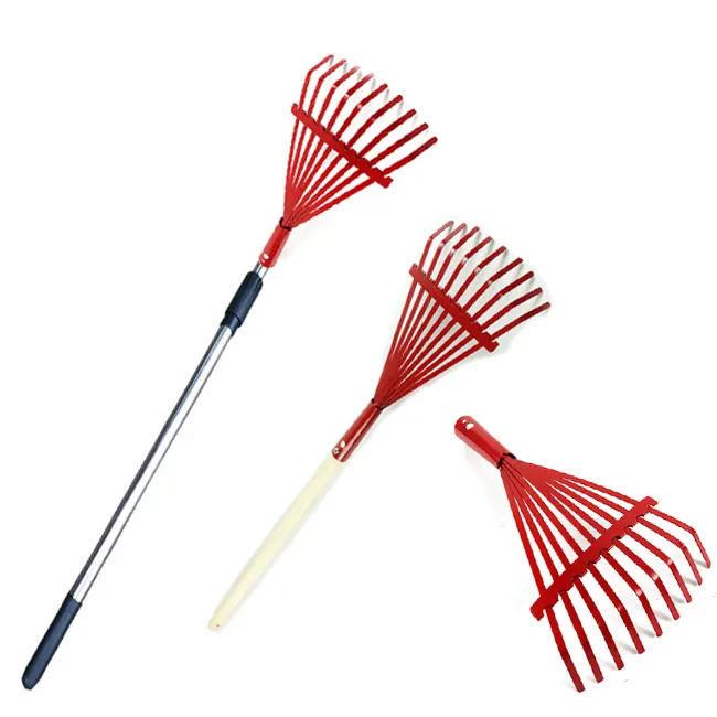 9Y kid Yard Work Leaf Rake Durable Metal Tines Replacement Handle Secure and Debris Garden Hand Grass Rake For Lawn Grass