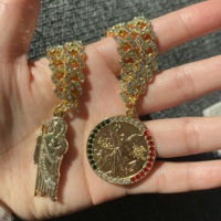 Épingle à chapeau en chaîne avec strass personnalisés en or et argent, représentant Jésus et la Vierge Marie, pour casquette ajustée