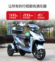 Vente chaude 60V/72V 1000W électrique longue durée de vie de la batterie Tricycle pratique fonction antidérapante facilement conquérir Scooter à trois roues