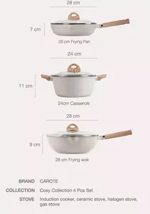 Carote-utensilios de cocina antiadherentes, utensilios de cocina de aluminio recubierto de granito