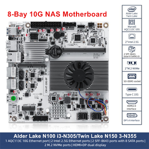 10G 8-Bay NAS-Mainboard Intel N150 N100 I3-N305 1x 10G 2x 2,5G LANs 2x NVMe 2x SFF-8643 auf 8x SATA PCIe x1 Typ-C Firewall-Hauptplatine - Product Image 4