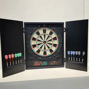 LED Indoor Dartboard Cabinet Set with Soft Tip Darts Custom Logo Plastic and PC Material for Bars and Family Entertainment