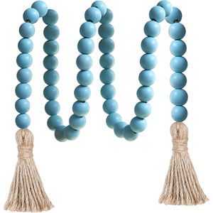 Ghirlanda di Perle di Legno da 99 cm Stile Fattoria con Nappe, Versatile Decorazione Murale Boho <span class=keywords><strong>Chic</strong></span> con Perline da Preghiera - Product Image 3