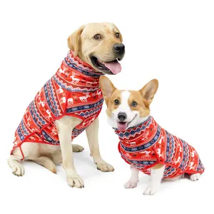 European American Pet Christmas Supplies Winter Cold-Proof Warm Fleece Clothes Medium Large Dogs Golden Retriever Corgi XL Size