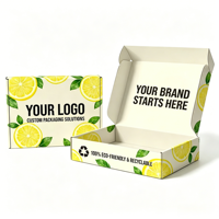 Boîtes d'expédition en carton ondulé écologiques, imprimé citron, logo personnalisé, boîtes d'expédition blanches crème pour thé, café, cadeaux, vente en gros, personnalisation